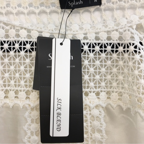 Cream (almost white) silk blend blouse. Size 14. - Picture 2 of 8